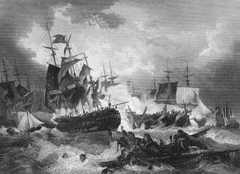 La victoria del almirante Duncan sobre la flota holandesa, Mar del Norte, 11 de octubre de 1797, c1857
