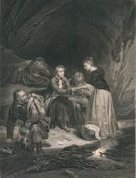Chas. Edward El Pretendiente y Flora Macdonald, mediados del siglo XIX