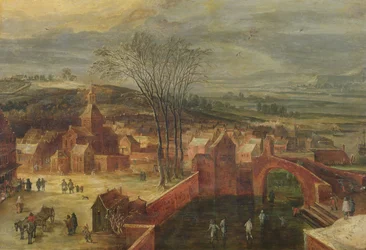 Paisaje con patinadores