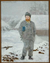 Retrato de Adolf Dygasiński con pájaros