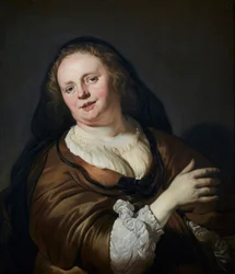Tronie de mujer con velo negro