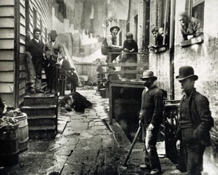 Vista de Little Italy, Mulberry Street, Nueva York, EE. UU., c. 1890