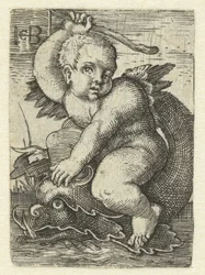 Putto sobre delfines