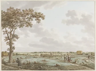 La Montaña de la Mesa en el paisaje, vista desde el Sint-Janskerkhof cerca de Laren
La Montaña de la Mesa cerca de Blaricum en cuatro caras (título de la serie)