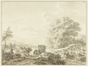 Paisaje montañoso con coche de turismo