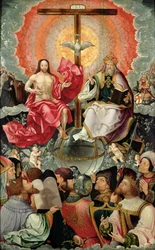 Panel central del tríptico con la Adoración de la Trinidad, 1523