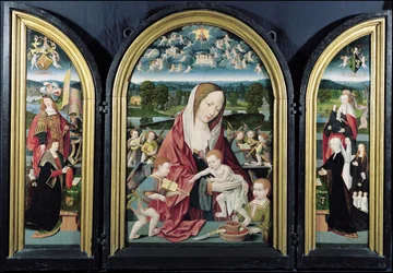 Virgen y Niño con ángeles músicos y la familia Sampsons-Coolen, Tríptico, 1500-1525