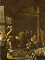 Soldados en un establo, c.1655 (óleo sobre lienzo)