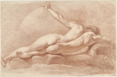 Desnudo masculino recostado, visto desde atrás