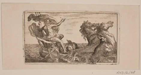 Neptuno. Ilustración de Jacob Fosie, "Lærek-Lude [...] o Pruebas de Cobre, Pulido, Base, Aguja, Agua de Grabado, Tinta, Borrado, Carga y Impresión desde el Año 1741 hasta el Año 1743"