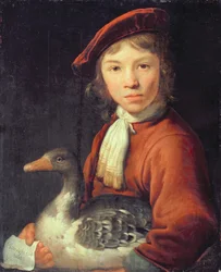 Niño con un ganso
