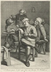 Escena de posada con campesinos fumadores.