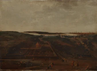 Vista de Kiel en el Escalda con Amberes al fondo