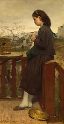 Niña tejiendo en el balcón, Montmartre, 1869