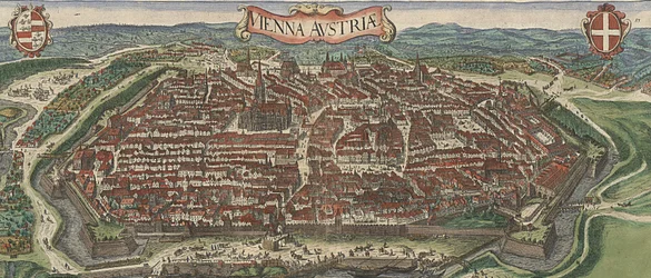 Vista aérea de Viena desde el norte, 1609
