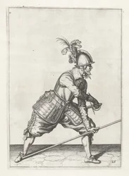 Soldado con lanza desenvainando espada, c.1600