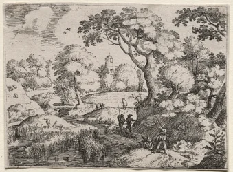 Seis Paisajes: Camino Entre el Pantano y la Orilla Boscosa, c. 1595