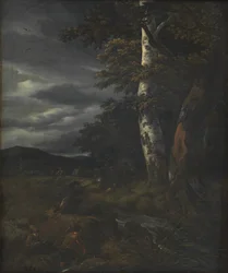 Paisaje con escena de caza