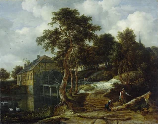 Paisaje con molino de agua