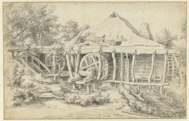 Vista de un molino de agua