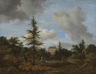 Casa de campo en un parque, c.1675 (óleo sobre lienzo)