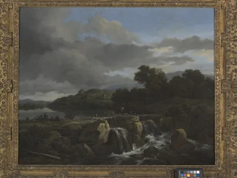 Paisaje con cascada (óleo sobre lienzo)