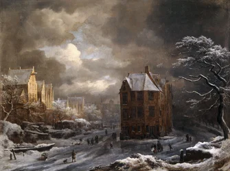 Vista del Hekelveld, Ámsterdam, en invierno, mirando al sur