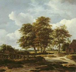 Paisaje boscoso con maizales, c.1655-60 (óleo sobre lienzo)