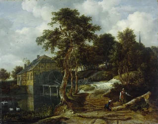 Paisaje con molino de agua