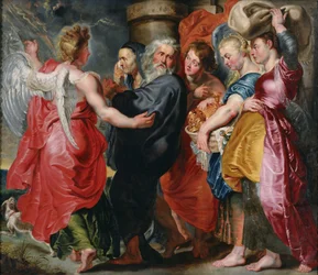 Lot y su familia abandonan Sodoma (basado en la composición de Rubens).