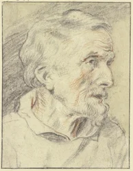 Retrato de busto de un anciano de perfil hacia la derecha
