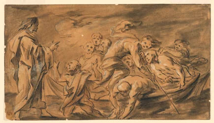 Cristo apareciendo a los apóstoles en el mar de Galilea (Lago Tiberíades), la pesca milagrosa