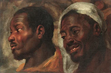 Estudio de cabezas de dos hombres africanos (óleo sobre lienzo)