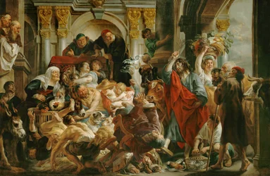 Jesús expulsa a los mercaderes del Templo (óleo sobre lienzo)