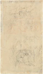 Hoja de estudios con el Pan borracho y ninfas (verso)