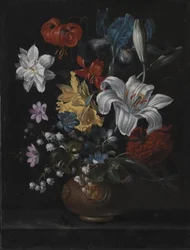 Jarra de gres con flores