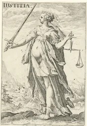 Justicia (Justicia) Iustitia (título sobre objeto)