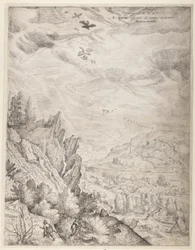 Paisaje de Bohemia con parejas y cazadores (lámina derecha)