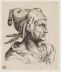 Busto de hombre de perfil