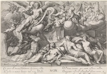 Noche (Nox) Nox (título sobre objeto) Los cuatro momentos del día (título de la serie)