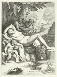 Venus y Cupido durmiendo y observados por sátiros