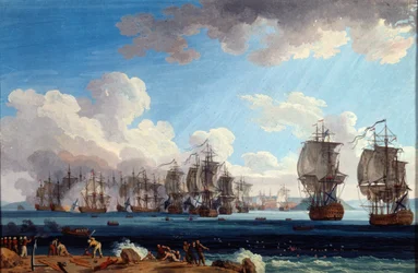 La batalla naval de Chesma el 5 de julio de 1770