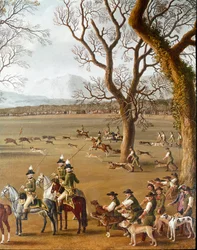 Fernando IV cazando jabalíes en la finca de Cassano (detalle)