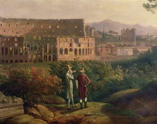 Johann Wolfgang von Goethe (1749-1832) visitando el Coliseo de Roma, hacia 1790