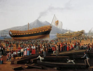 Lanzamiento de barco en el astillero de Castellammare di Stabia