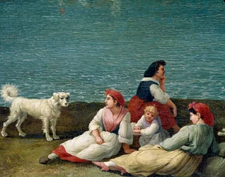 Campesinas de Barletta, Italia (campesinas de Barletta), detalle. Jacob Philipp Hackert, llamado Hackert d