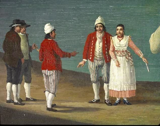 Gente de Gallipoli, Apulia, Italia. Jacob Philipp Hackert, llamado Hackert d