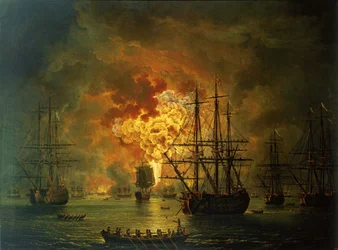 La destrucción de la flota turca en la bahía de Chesma, 1772