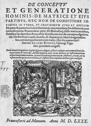 Escena de parto, -en “De Conceptu et generatione hominis...” por Jacques Rueff