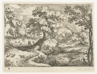 Paisaje con viajeros cerca de casas. Seis paisajes con viajeros (título de la serie)